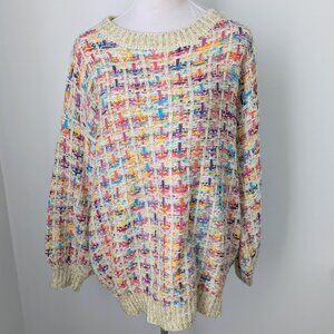 NWT Stellah by Anthropologie Sparkle Tweed Multicolored Sweater, Medium